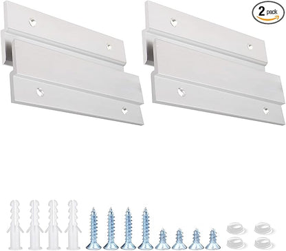 French Cleat Picture Hanger 4 Inches - 2 Pairs - Aluminum Z Hanger Supports 50lbs - Interlocking Wall Mounting Bracket Hardware Kit for Hanging Mirrors, Picture, Shelf, Whiteboard, Art, Frames