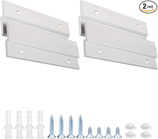 French Cleat Picture Hanger 4 Inches - 2 Pairs - Aluminum Z Hanger Supports 50lbs - Interlocking Wall Mounting Bracket Hardware Kit for Hanging Mirrors, Picture, Shelf, Whiteboard, Art, Frames