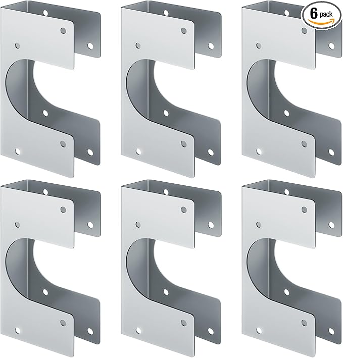 MUZIK 6 Pcs16 Gauge Galvanized Stud Shoes for 2X Studs – 6.25" Height x 1.5" Width, Fits 2-3/8" OD Pipes – Heavy-Duty Steel Pipe Supports, IBC/IRC Code Compliant for Structural Reinforcement (Silver)