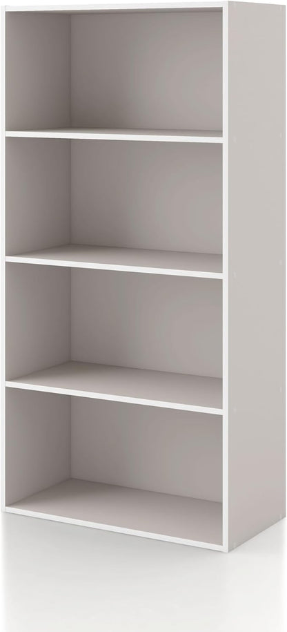 Homes: Inside + Out Apexa 4-Tier Cube Storage Organizer Shelves, Stackable Wood Bookcase Fits Cubby Bins for Organization, Dorm Teen Room Decor & Home Office, Taupe Grey