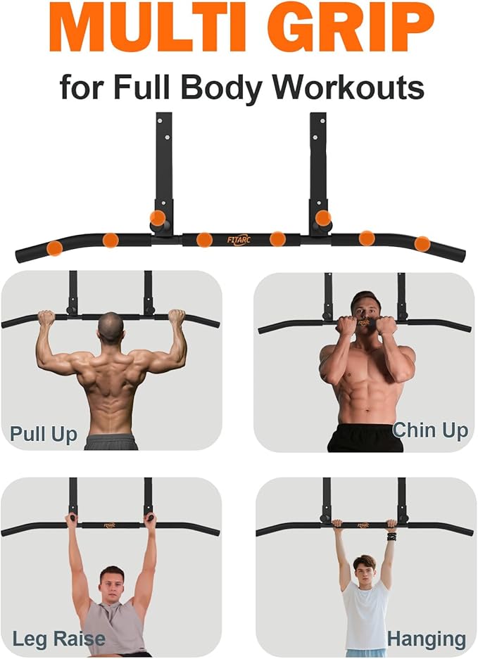 Fitarc Joist Mount Pull Up Bar, Wall Chin Up Bar Ceiling Mount for Beams, Heavy Duty Steel Construction, Home Gym Equipment -Patent Pending