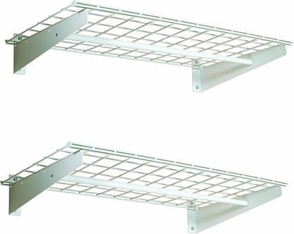 Hyloft Heavy Duty Steel Wall Garage Shelving, 36 in. x 18 in. Adjustable Wall Shelves for Garage Storage, Includes Hanging Rod, Max Shelf Load 200 Pounds, Item 777, 2-Pack, White