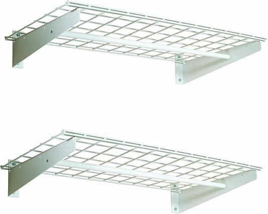 Hyloft Heavy Duty Steel Wall Garage Shelving, 36 in. x 18 in. Adjustable Wall Shelves for Garage Storage, Includes Hanging Rod, Max Shelf Load 200 Pounds, Item 777, 2-Pack, White