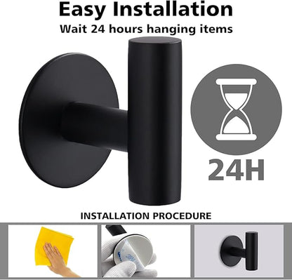 Adhesive Hooks Heavy Duty Wall Hooks Stainless Steel Waterproof Shower Hook, Adhesive Holder Coat Hook for Hanging, Wall Mounted Towel Hooks for Bathroom Glass Window- 2 Pack