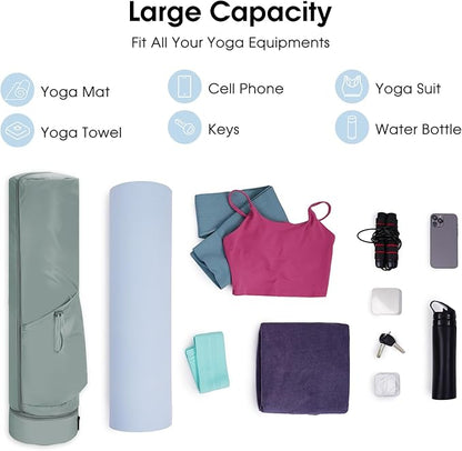 sportsnew Yoga Mat Bag, Full Zip Cargo Yoga Mat Carrier Bag with Drawstring Water Bottle Pocket and Bottom Wet Pocket, Exercise Yoga Mat Carrier Holder Multi-Functional Storage Bag Patent Pending