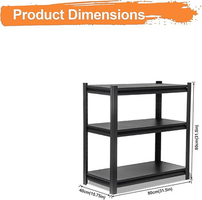 Storage Shelves 3 Tier Adjustable Garage Shelving Heavy Duty 31.5" W x 15.7" D x 31.5" H Metal Shelving Unit for Garage Shelves, Utility Rack Shelf, Storage Warehouse Pantry Closet, Black