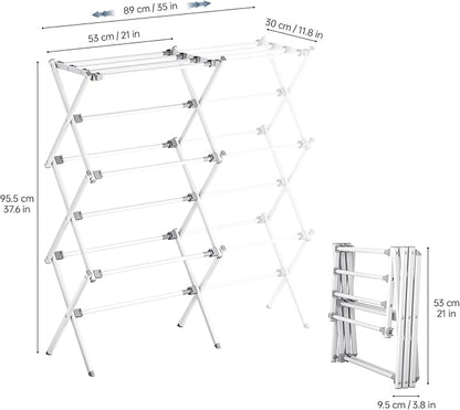 APEXCHASER Drying Rack Clothing - 3 Tier Metal Clothes Drying Rack Collapsible, Laundry Drying Rack Expandable, Small Clothe Airer for Baby Clothes Towel Bib Sock Indoor Outdoor Use(White)