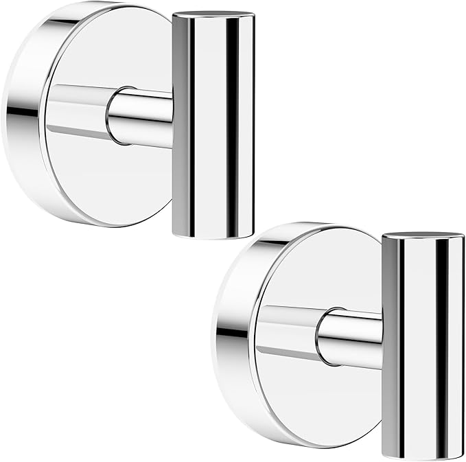 Suction Cup Hooks, Shower Hooks for Inside Shower – Removable Towel Hooks for Bathroom Window Glass Mirror Tile, Bath Robe Looafh Hook for Hanging – Waterproof & Rustproof, Chrome (2 Pack)