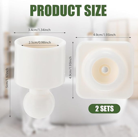 Shower Rod Holders for Wall - Angled 25mm Bracket & Rotation Knob Set, Includes Screws & Plugs for Sloped Ceiling (2, White)
