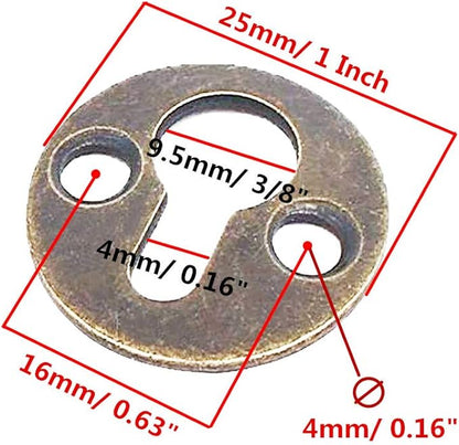 50pcs Round 25mm / 1-inch Mortise Type Metal Keyhole Hangers Shelf Brackets Picture Frame Hanging Plate (Antique Bronze)
