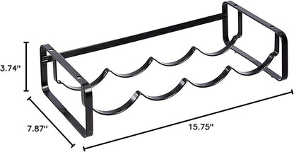 Amazon Basics Tabletop Stackable 4-Bottle Metal Wine Rack, Wine Storage, Space Saving, No Assembly Required, 3.74"D x 15.75"W x 7.87"H, Black