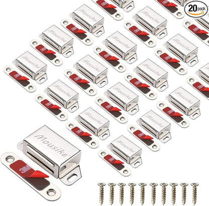 Mousike Cabinet Magnets 30lb Stainless Steel Magnetic Door Catch with Strong Magnetic for Kitchen Cupboard Wardrobe Closet Cabinet Door Drawer Latch