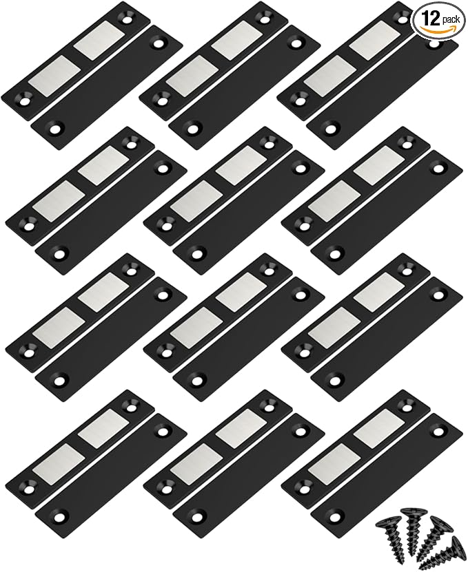 Jiayi 30 Lb Ultra Thin Cabinet Drawer Door Magnets, 12 Pack Magnetic Cabinet Door Catch, Door Magnetic Catch Cupboard Double Magnets Latch for Wardrobe Closet Door Closing