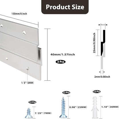 French Cleat Picture Hanger, Aluminum Z Hanger Interlocking Wall Mounting Bracket Hardware Kit Z Clips for Hanging Wall Painting, Mirrors, Panels, Artwork, Cabinet, Whiteboard (6inch-4Pairs)