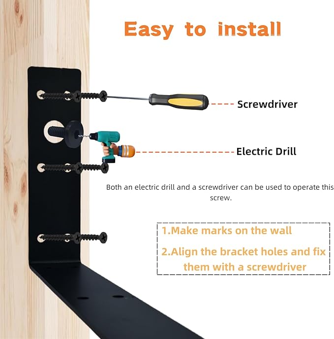 Shelf Brackets for Suncast Sheds,Iron Shelf Accessory Outdoor Sheds Storage,Black,Brackets Only,with EZ Bolt Assembly (L1)