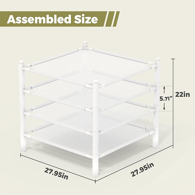 Sweater Drying Rack, 4-Layer Stackable Flat Clothes Drying Rack, Laundry Drying Rack, Mesh Air Dryer, Portable Dry Rack for Indoor & Outdoor