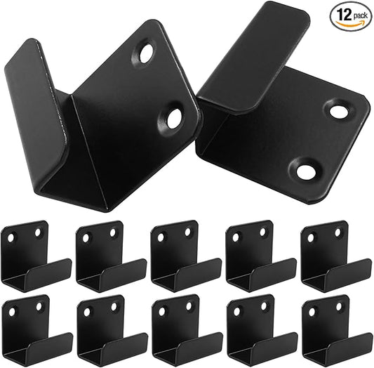 12 Pack Tile Display Wall Hanger Fastener, Stainless Steel Wall Mount Brackets Hook with 20mm Inner Width Heavy Duty Tile Hangers for Ceramic Tile Display (Black)