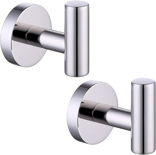 KES SUS 304 Stainless Steel Coat Hook Towel Robe Clothes Hook for Bath Kitchen Garage Heavy Duty Wall Mounted, Polished Finish 2 Pack, A2164-P2
