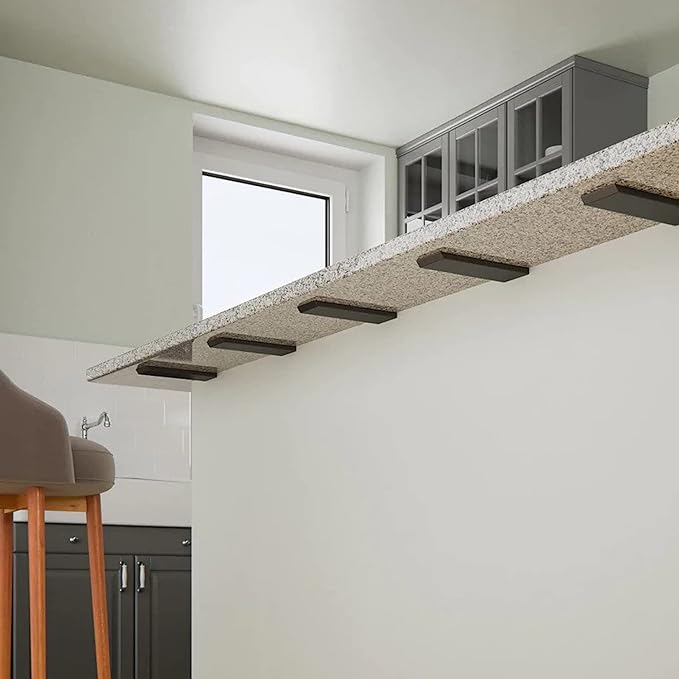 Countertop Support Bracket 4 Pack 18" Lx 2.5" W Hidden Black Knee Wall Support Countertop Bracket 3/8" Thick Heavy Duty for Quartz/Granite/Wood/Concret Countertops Screws Included