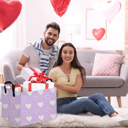 Rectangular Purple heart,Valentine's Day Gift Basket,nursery basket,Girls gift baskets,kids toy storage Bin, Love Heart Room Decor for Home,Shelf Baskets(Purple heart)