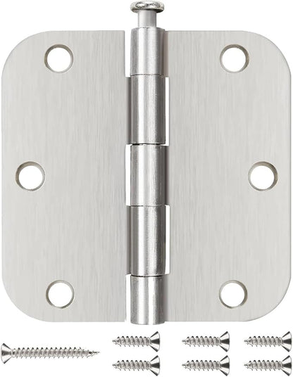 JIW 108 Pack Nickel Door Hinges Brushed Nickel 3-1/2 Interior Satin Nickel 3.5 Inch x 3.5" with 5/8" Radius Corners 3 ½" Silver Bedroom Residential