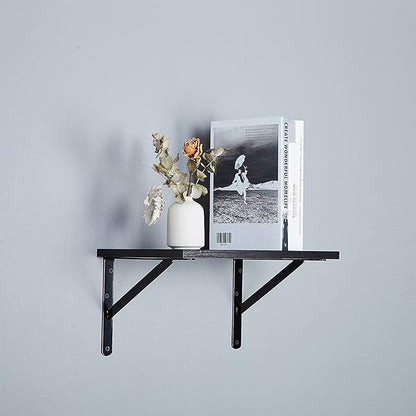 12-Pack 16 Inch Heavy Duty Shelf Brackets, Large Wall Bracket for Floating Shelves, 90 Degree Triangle Large L Bracket, Black Powder-Coated Steel
