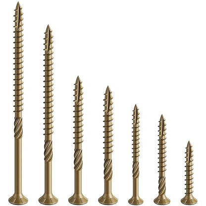 #10 * 5" Deck Screws, (35pcs) 1 lbs.Exterior Wood Screws, Rust Resistant Epoxy Coated, Bronze, T20 Star Bit