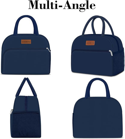 Coobiiya Lunch Bag for Men and Women - Navy Blue, Aluminum, 10.8" x 6.3" x 8.85" - Spacious, Lightweight, and Durable