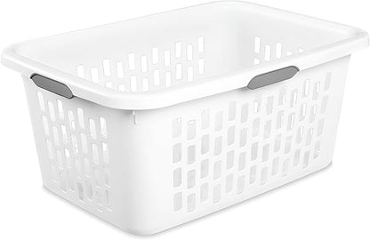 Sterilite Laundry Basket, Plastic Clothes Hamper, Large Rectangle Bin with Comfort Grip Handles and Reinforced Rim, 2 Bushel Capacity, White, 12 Pack