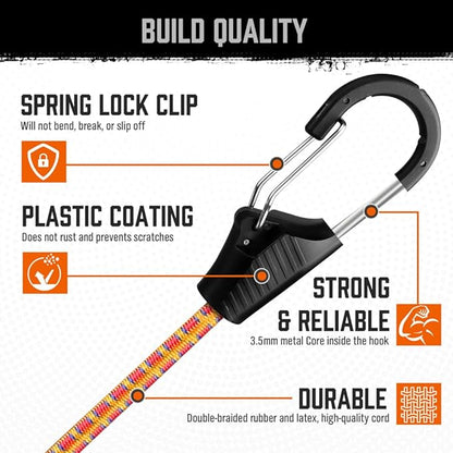 HORUSDY 28-Piece Premium Bungee Cords with Hooks, Includes 10”, 18”, 24”, 36”, 48”, Bungee Cord Assortment (10 to 48 Inch)