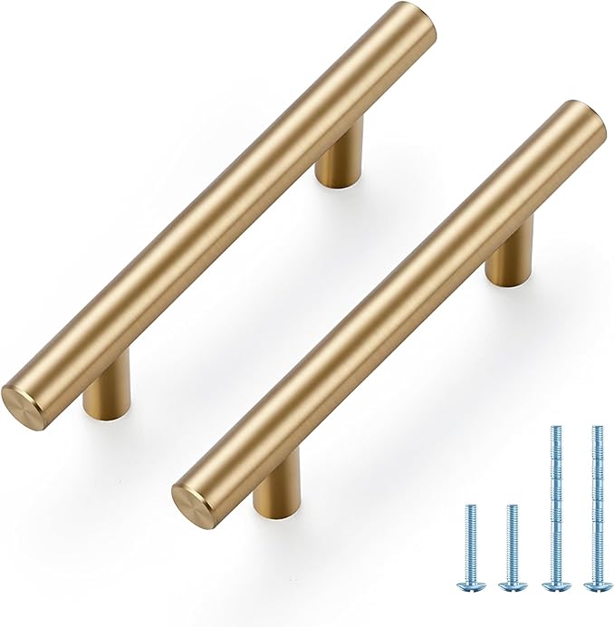 JOY DECOR 45 Pack Champagne Bronze Cabinet Pulls – 5 Inch Length, 3 Inch (76mm) Hole Center – Stainless Steel Kitchen Cabinet Handles for Drawer and Cupboard