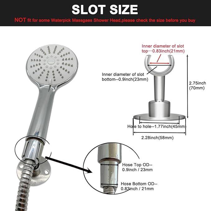 Shower Head Holder Wall Mount,Stainless Steel Handheld Shower Head Holder,Adjustable Shower Spray Holder Metal Shower Head Bracket,Brushed Finish