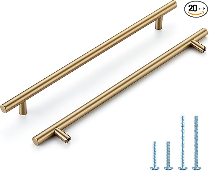 Champagne Bronze Cabinet Handles 10 Inch Hole Center Stainless Steel Drawer Pulls for Cabinets, Dresser, Bathroom 20 Pack