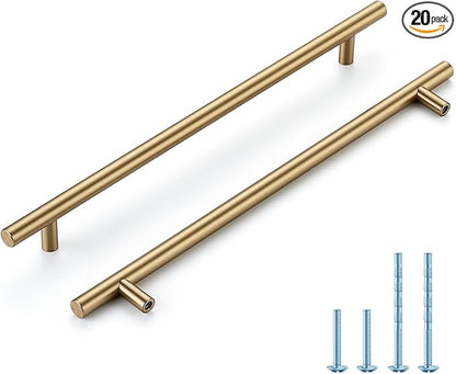 Champagne Bronze Cabinet Handles 10 Inch Hole Center Stainless Steel Drawer Pulls for Cabinets, Dresser, Bathroom 20 Pack