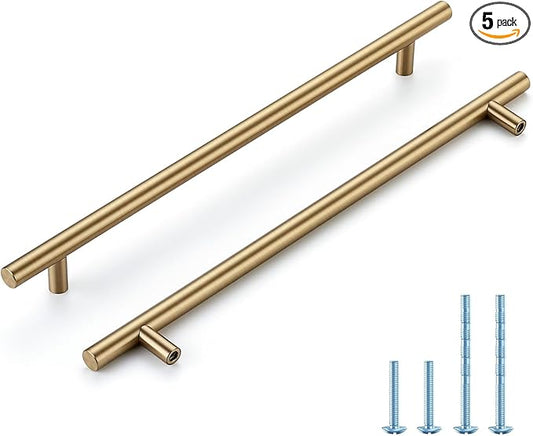 Champagne Bronze Cabinet Handles 10 Inch Hole Center Stainless Steel Drawer Pulls for Cabinets, Dresser, Bathroom 5 Pack