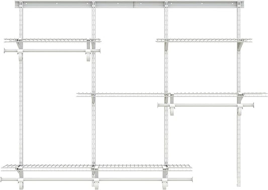 4-6 Ft Closet Organizer System, Adjustable Metal Wire White Closet System, Expandable Walk in Closet Organizers and Storage System, Closet Shelves with Hanging Rods