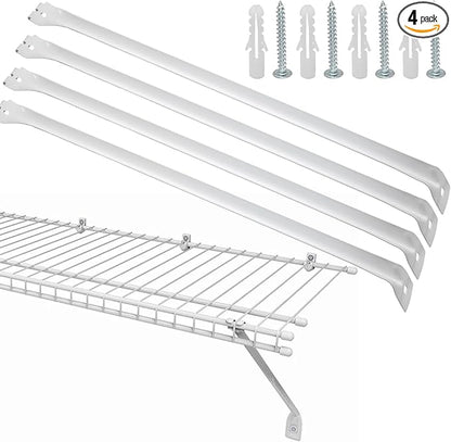 Uenhoy 4 Pack White 12 Inch Support Brackets for Wire Shelving, Wire Shelf Brackets Closet Shelf Bracket for Wardrobe Closet Support, with Anchors and Screws