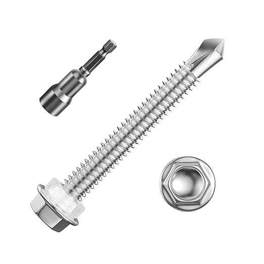 (130Pcs)#14×2" Hex Washer Head Self Drilling Screws, 410 Stainless Steel Metal SheetScrews，TEK Screws, Sheet Metal Self Tapping Screws