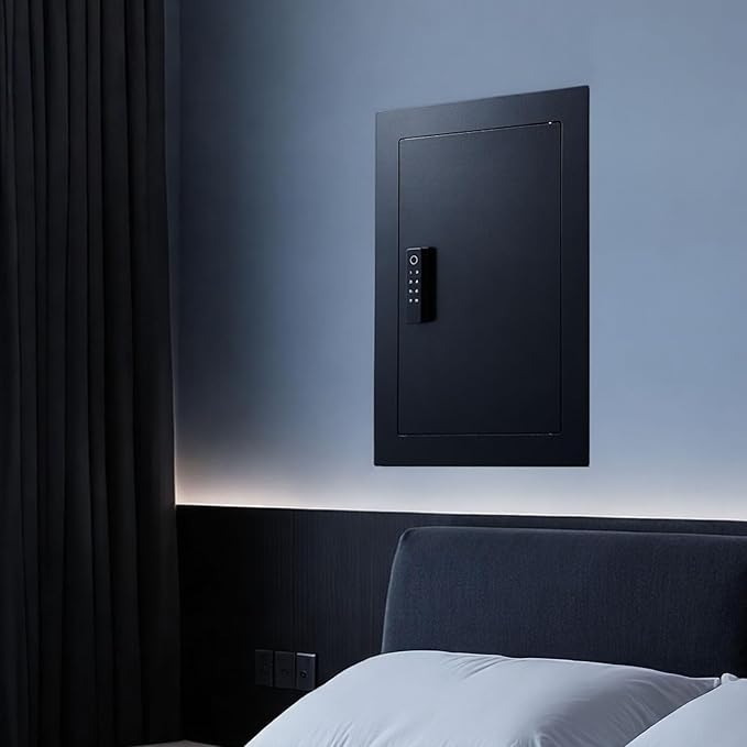 VEVOR Wall Safe, 3-Tier Hidden Wall Safe with Fingerprint, Password, Key & Turning Knob, Q235 Cold-Rolled Steel In-Wall Box with Adjustable Shelves & Key Holders for Money, Jewelry, Passport, Document