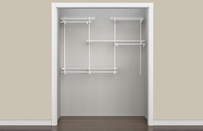 ClosetMaid ShelfTrack Wire Closet Organizer System, Adjustable from 4 to 6 Ft., with Shelves, Clothes Rods, Hardware, Durable Steel, White