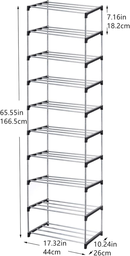 Stackable Small Shoe Rack, Entryway, Hallway and Closet Space Saving Storage and Organization (10-Tier, Black)