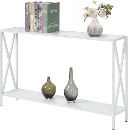 Convenience Concepts Tucson Console Table 47.25" - Modern Sofa Table with Storage Shelf, Entryway Hall Table for Living Room, White/White
