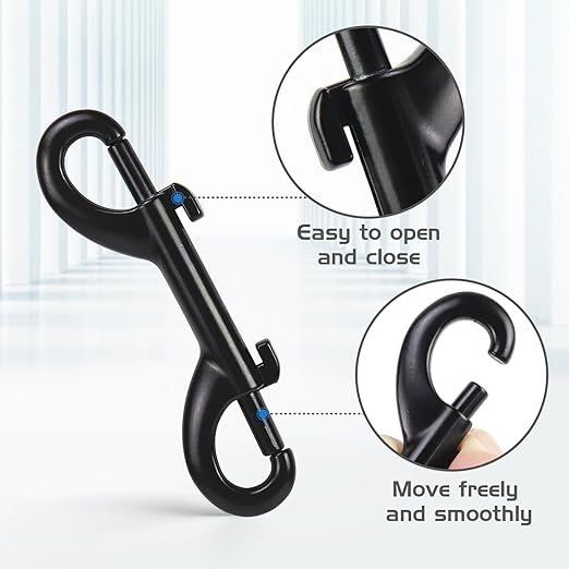 4 PCS Double Ended Snaps, 3.5 Inch Zinc Alloy Trigger Metal Clip, Black Double Ended Snap Hooks for Pet Dog Leash, Water Bucket Hooks, Key Holder, Carabiner, Home, Farm, Other Indoor and Outdoor.