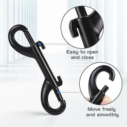 4 PCS Double Ended Snaps, 3.5 Inch Zinc Alloy Trigger Metal Clip, Black Double Ended Snap Hooks for Pet Dog Leash, Water Bucket Hooks, Key Holder, Carabiner, Home, Farm, Other Indoor and Outdoor.