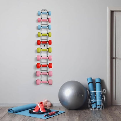 Zonon 48 Inch Long Wall Mounted Metal Dumbbell Rack, 10 Dumbbell Capacity, Barbell Wall Rack Hanger Organizer for Space Saving Home Gym Storage Organizer, Hardware Included