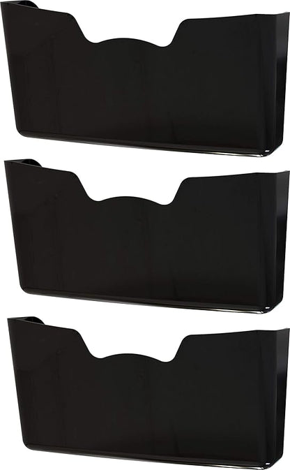Simple Houseware Single Pocket Wall Mount for Hanging File Holder, 3 Packs, Black