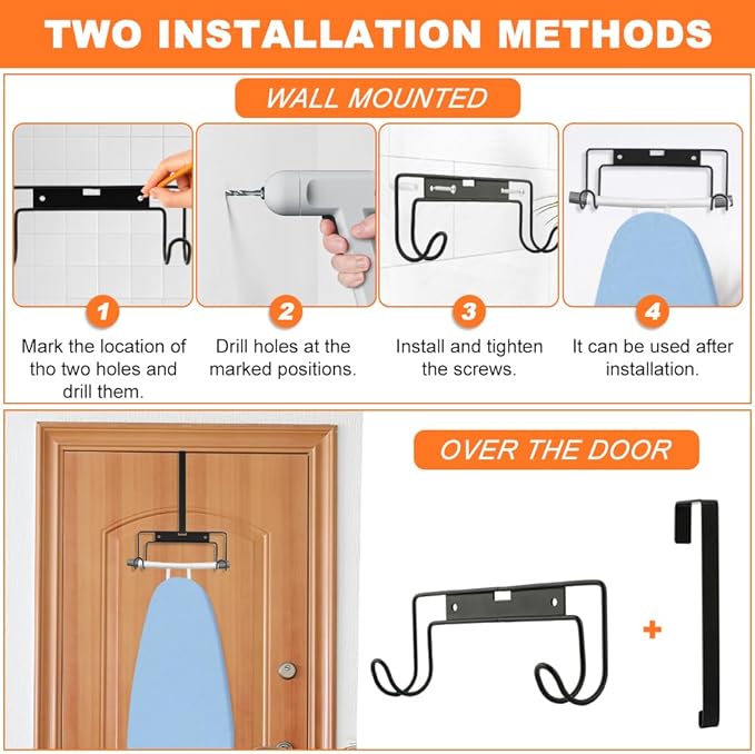 Ironing Board Holder Wall Mount/Over The Door, Ironing Board Hanger Load Capacity 22 lb, Y T Leg Heavy Duty Iron Boar-d Holder Hook with Removable Hook for Laundry Room