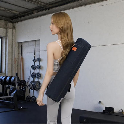 Canvas Yoga Mat Bag with Adjustable Strap & Pockets, Full-Zip Travel Gym Tote for Women & Men, Fits 1/4" & 1/3" Thick Mats, Lightweight Carrier for Yoga, Studio, Workout, Outdoor Use