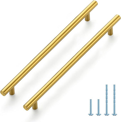 JOY DECOR 45 Pack 11-3/10 Inch Cabinet Pulls Kitchen Cabinet Handles with 8-3/4 Inch Hole Center Brushed Brass Cabinet Hardware Stainless Steel Kitchen Drawer Pulls 224mm Hole Centers