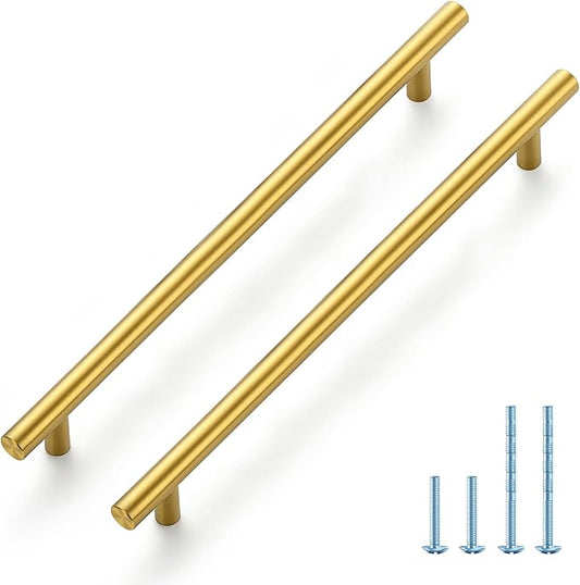 JOY DECOR 45 Pack 11-3/10 Inch Cabinet Pulls Kitchen Cabinet Handles with 8-3/4 Inch Hole Center Brushed Brass Cabinet Hardware Stainless Steel Kitchen Drawer Pulls 224mm Hole Centers